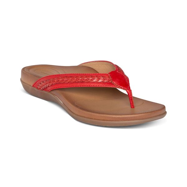 Aetrex Women's Emmy Braided Thong Flip Flops - Red | USA MF148NB